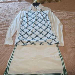 Lady Hagen White and Green Plaid Top  and Skort